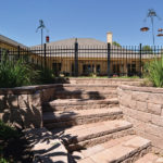 The stairs and retaining walls of a custom patio.