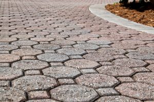 A walkway constructed of pavers.