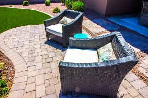 A comfortable patio made from pavers.