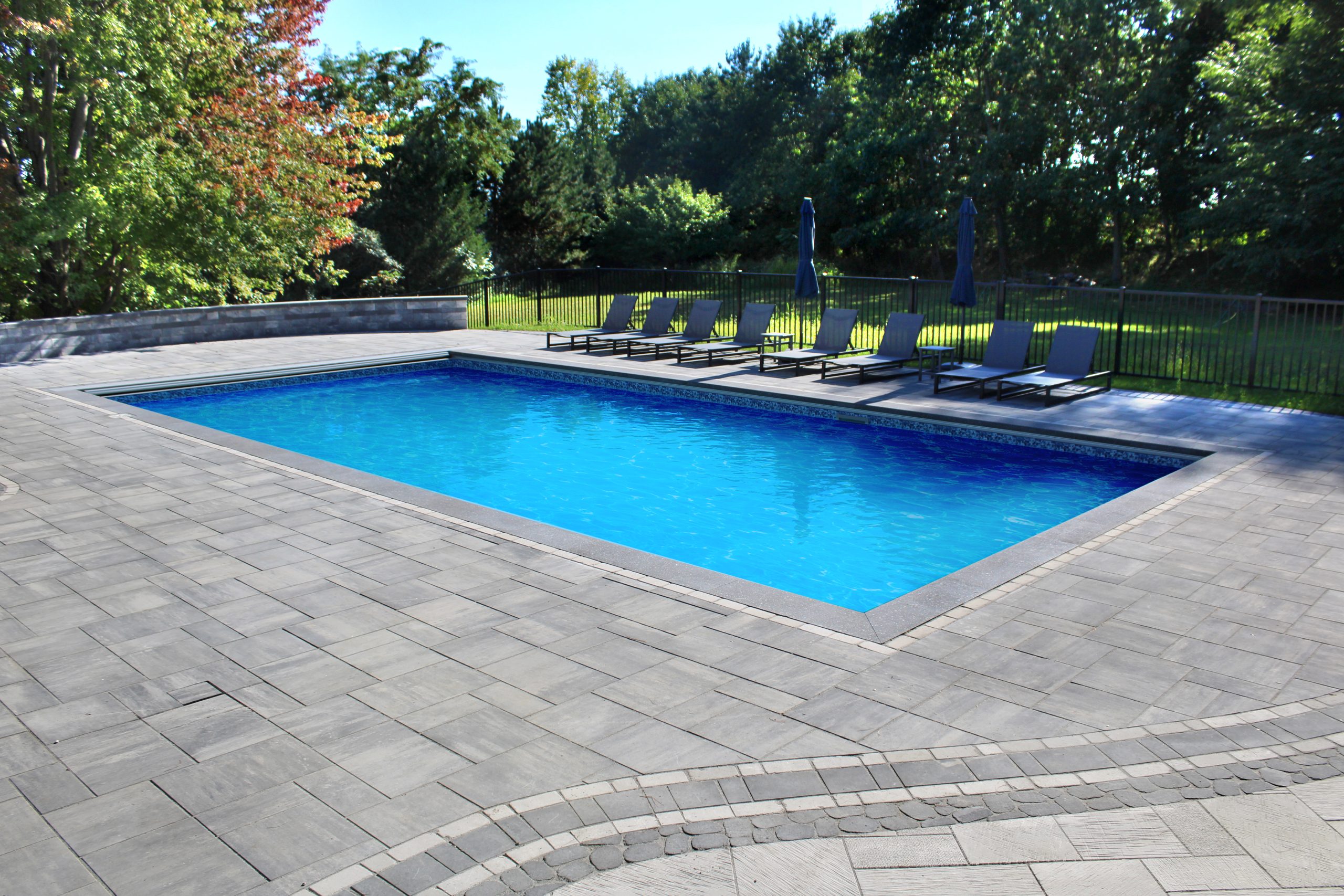 Backyard with gorgeous custom inground pool